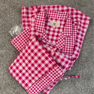 Printfresh Pink Gingham 100% Cotton Pajama Set Medium NWT